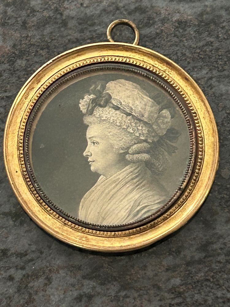 Eighteenth-Century Grisaille Miniature of a Woman in Profile