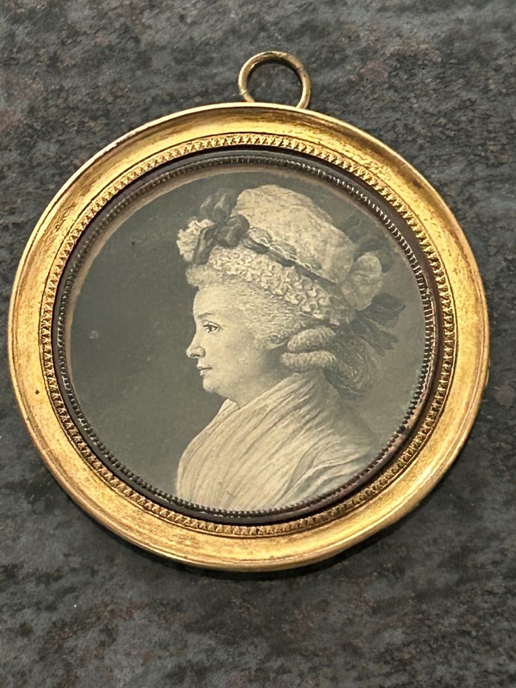 Eighteenth-Century Grisaille Miniature of a Woman in Profile