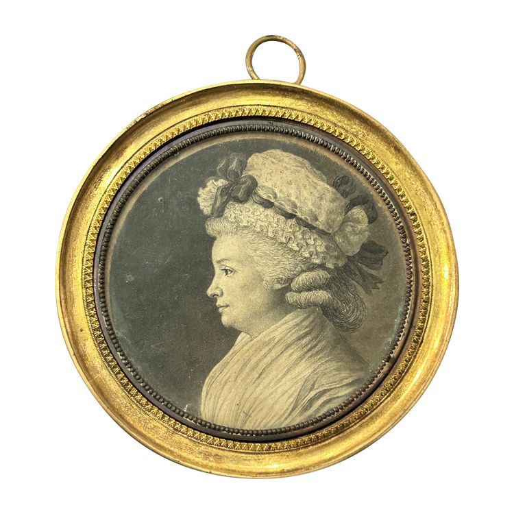 Eighteenth-Century Grisaille Miniature of a Woman in Profile
