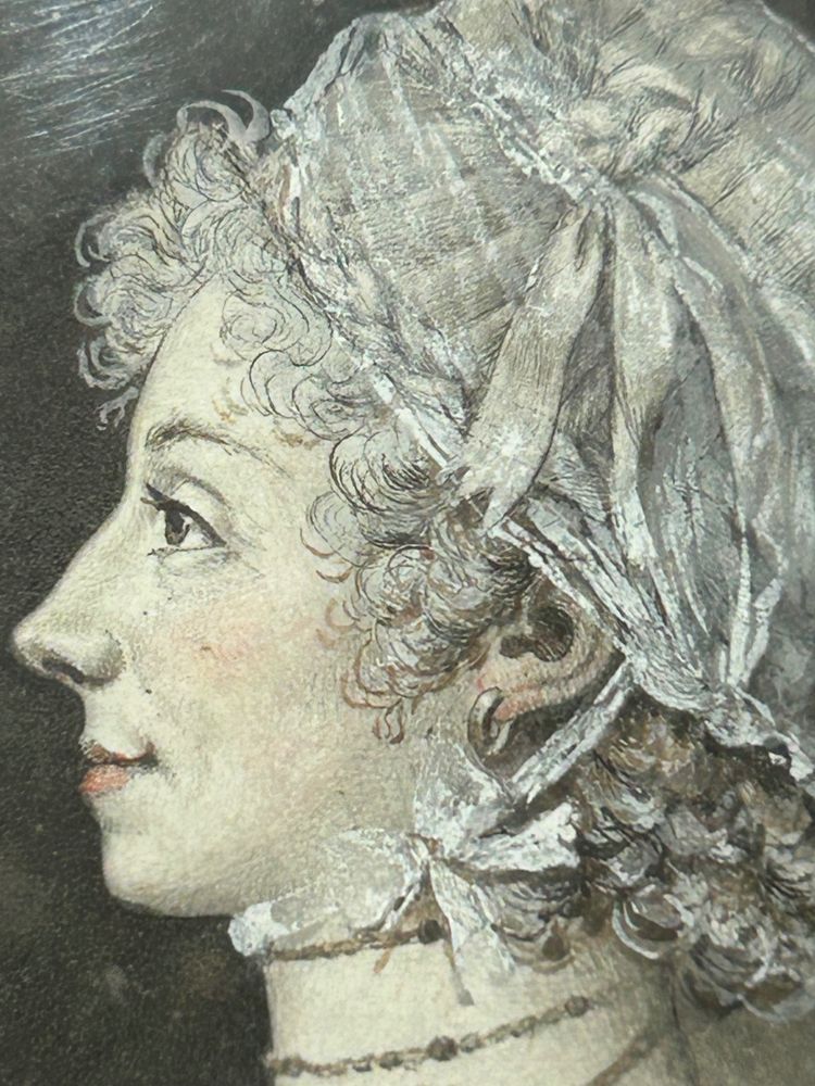 Eighteenth-Century Grisaille Miniature of a Woman in Profile