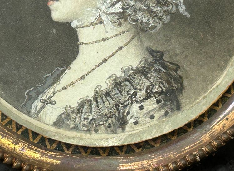Eighteenth-Century Grisaille Miniature of a Woman in Profile
