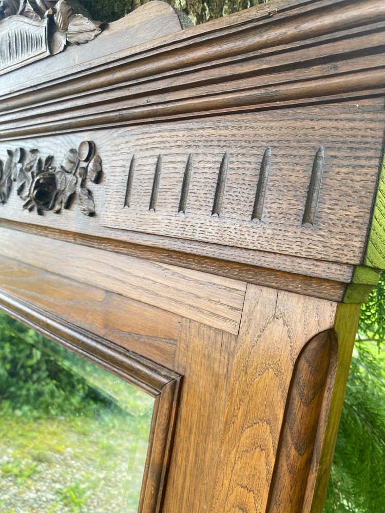 Grand miroir biseauté en bois sculpté - Style néo-renaissance, XIXème siècle
