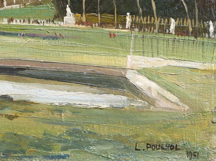 L. POUCHOL, Lively view of the Grand Bassin in the Parc de Saint-Cloud