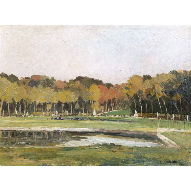 L. POUCHOL, Lively view of the Grand Bassin in the Parc de Saint-Cloud