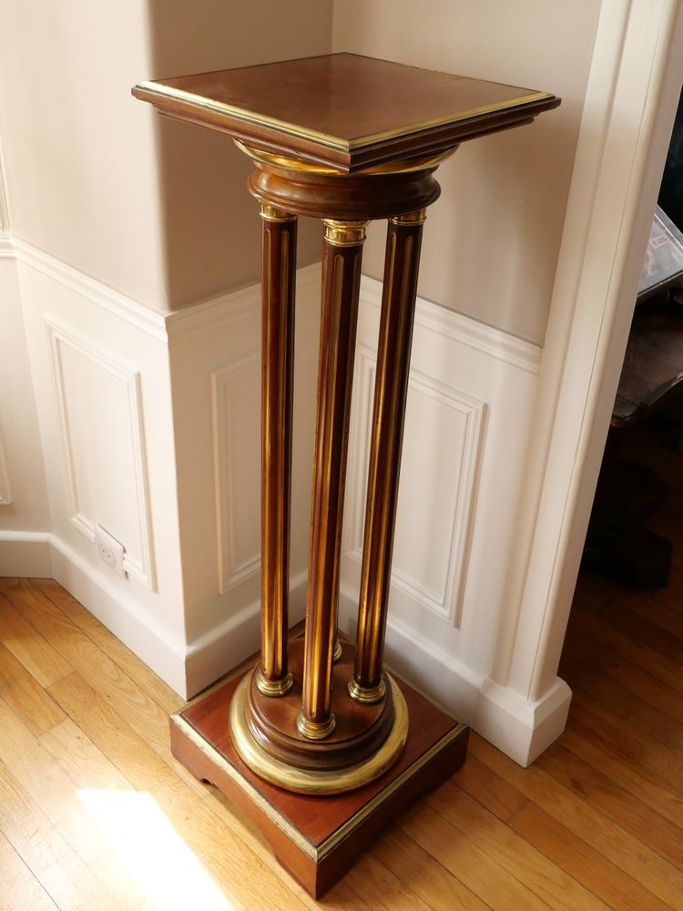 Revolving plant stand in mahogany, mahogany veneer and brass, Napoleon III period