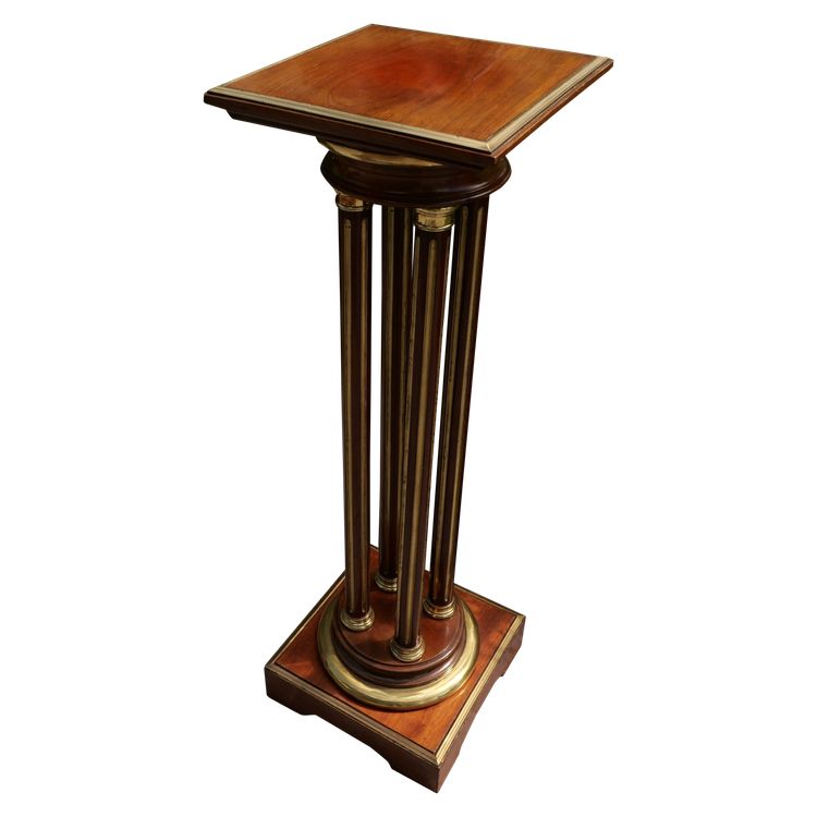 Revolving plant stand in mahogany, mahogany veneer and brass, Napoleon III period