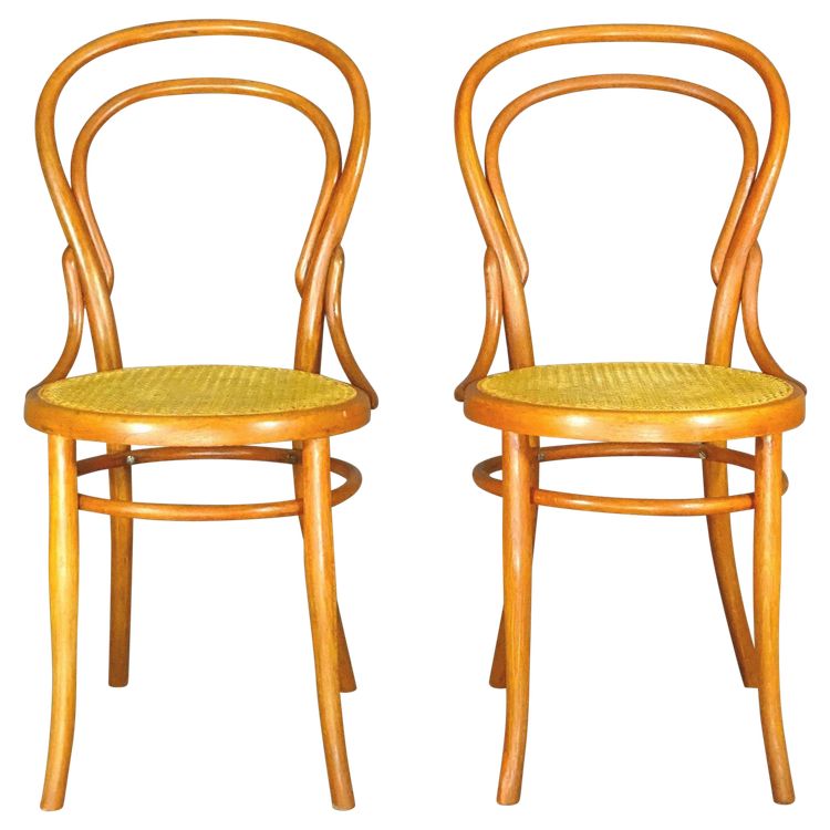2 sedie da bistrot Hofmann N°14 con bastoni No Thonet