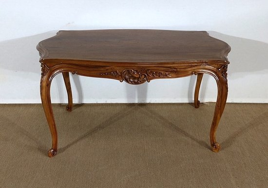  Solid walnut living room table in the Louis XV style - Early XXth century