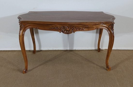 Solid walnut living room table in the Louis XV style - Early XXth century