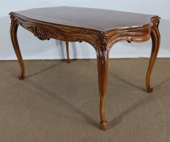  Solid walnut living room table in the Louis XV style - Early XXth century