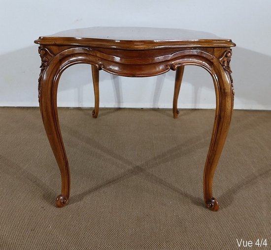  Solid walnut living room table in the Louis XV style - Early XXth century
