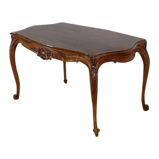  Solid walnut living room table in the Louis XV style - Early XXth century