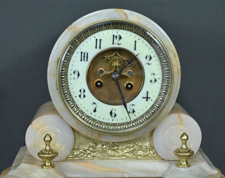 Marble and bronze mantel set, "A L'Espérance" by H.Godchot - Late 19th century