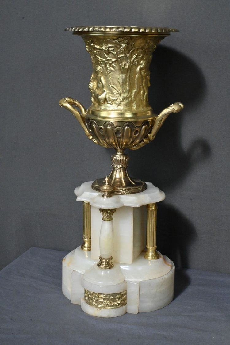Marble and bronze mantel set, "A L'Espérance" by H.Godchot - Late 19th century