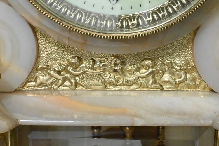 Marble and bronze mantel set, "A L'Espérance" by H.Godchot - Late 19th century