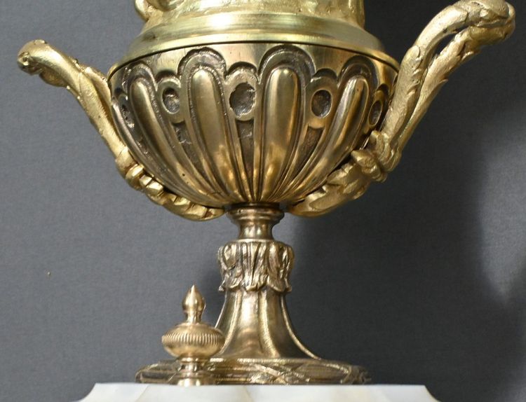 Marble and bronze mantel set, "A L'Espérance" by H.Godchot - Late 19th century