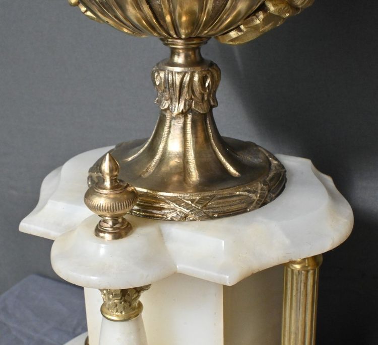 Marble and bronze mantel set, "A L'Espérance" by H.Godchot - Late 19th century