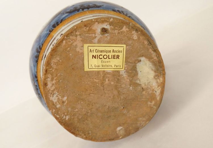 Pichet Trompeur Pot Surprise Faïence Nevers Train Bateaux Gabares 19th century