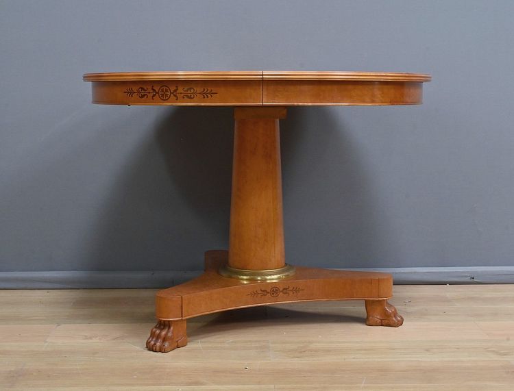 Round Table with Extensions in Bird's Eye Maple, Charles X style - 1940