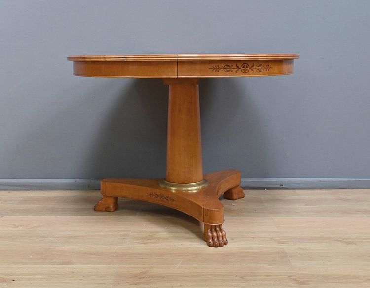 Round Table with Extensions in Bird's Eye Maple, Charles X style - 1940