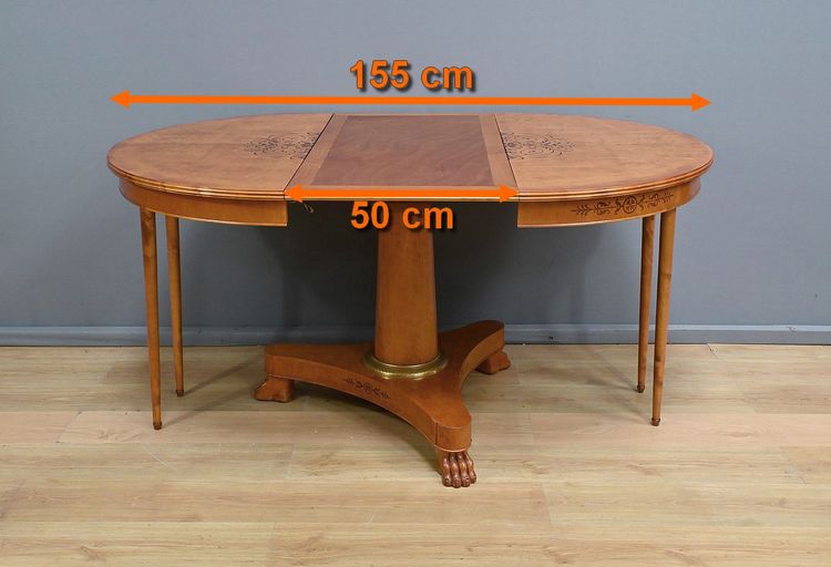 Round Table with Extensions in Bird's Eye Maple, Charles X style - 1940