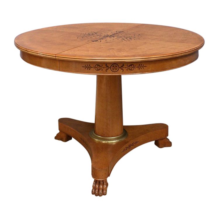 Round Table with Extensions in Bird's Eye Maple, Charles X style - 1940