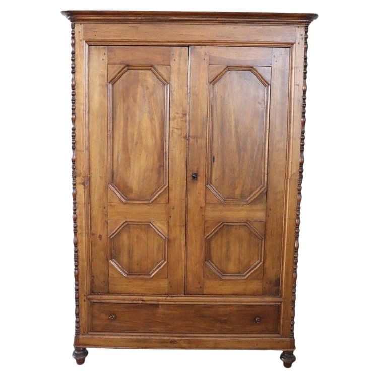 Antique Poplar Wood Wardrobe