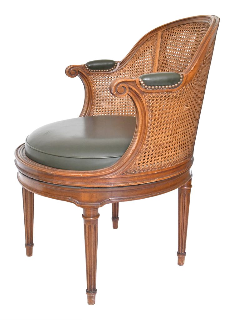 Louis XVI style fluted office armchair with swivel seat
