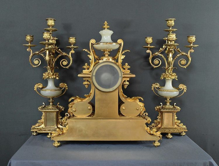 Important Louis XVI style Gilded Bronze Mantel Insert - Late 19th century