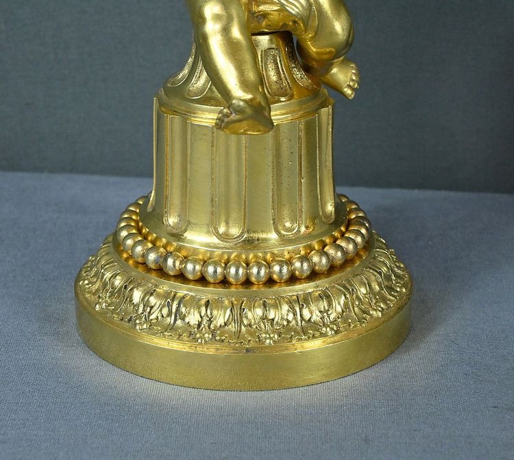 Pair of Gilded Bronze Candlesticks, Louis XVI - Mid-19th century