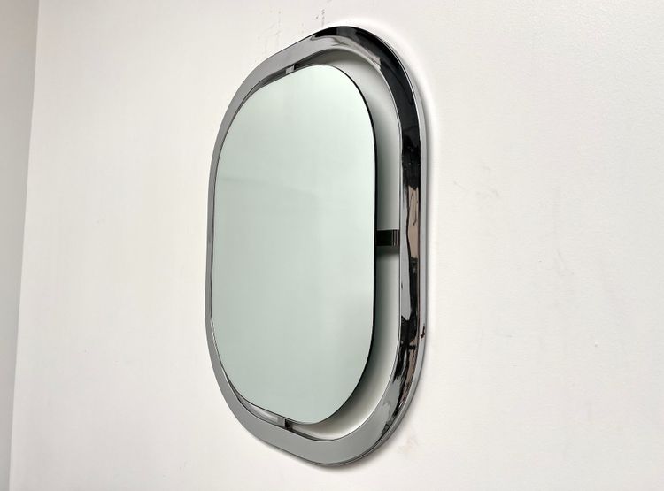 Miroir Bauhaus en acier chromé