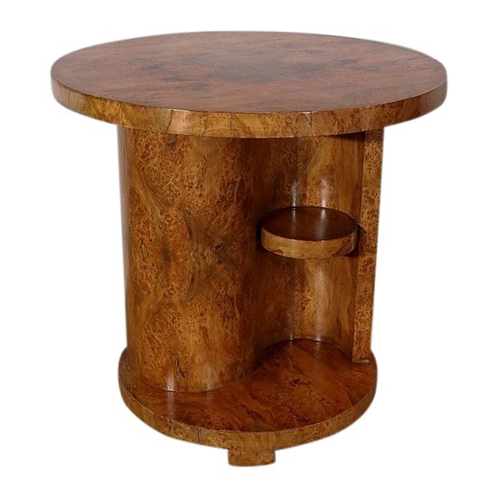  Pedestal table in burl cedar, Art Deco Modernism - Early XXth century