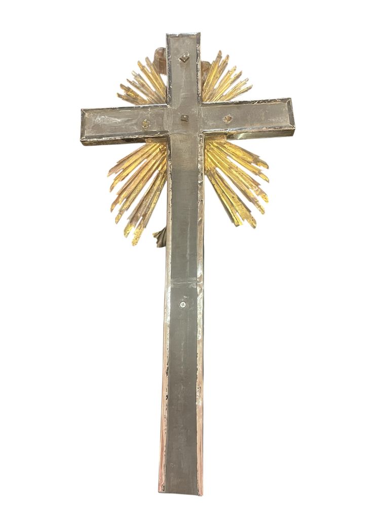 Mural Crucifix - Bronze Silver / Gold - France - XIX th C