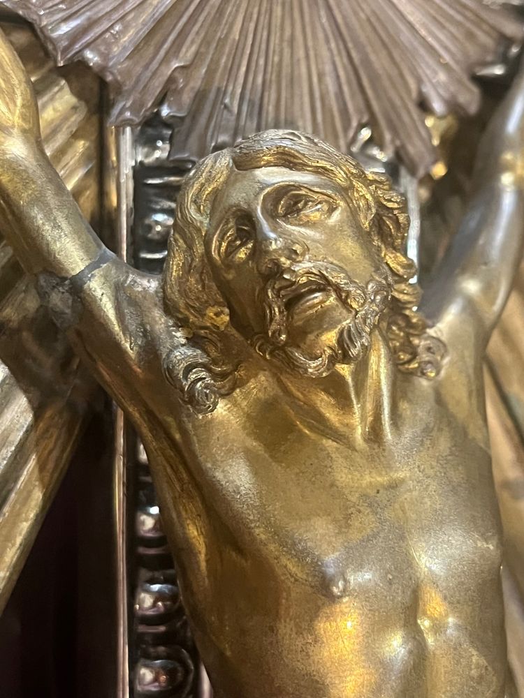 Mural Crucifix - Bronze Silver / Gold - France - XIX th C