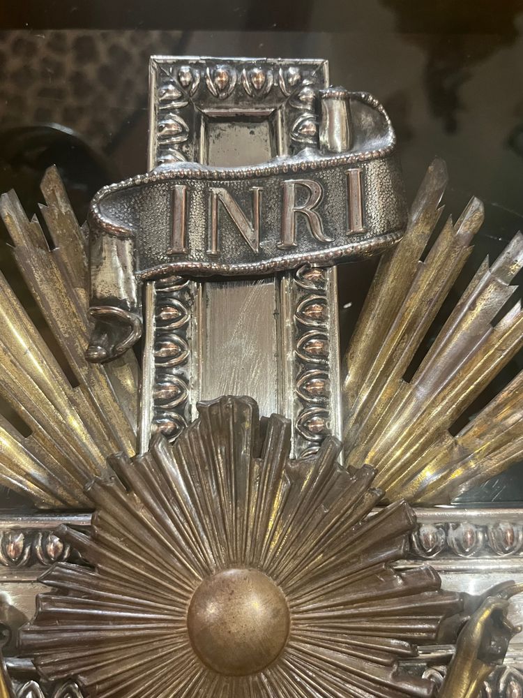 Mural Crucifix - Bronze Silver / Gold - France - XIX th C