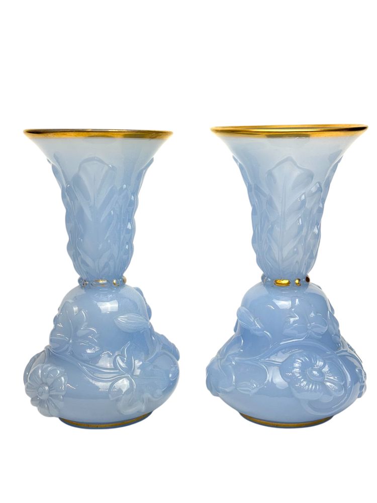 Baccarat - Pair Of Opaline Vases