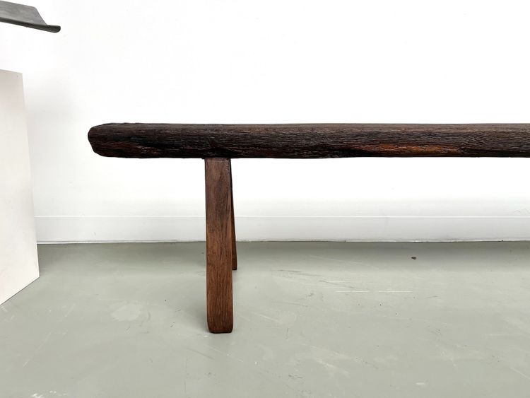 Large Brutalist farm bench in solid oak from the 19th century