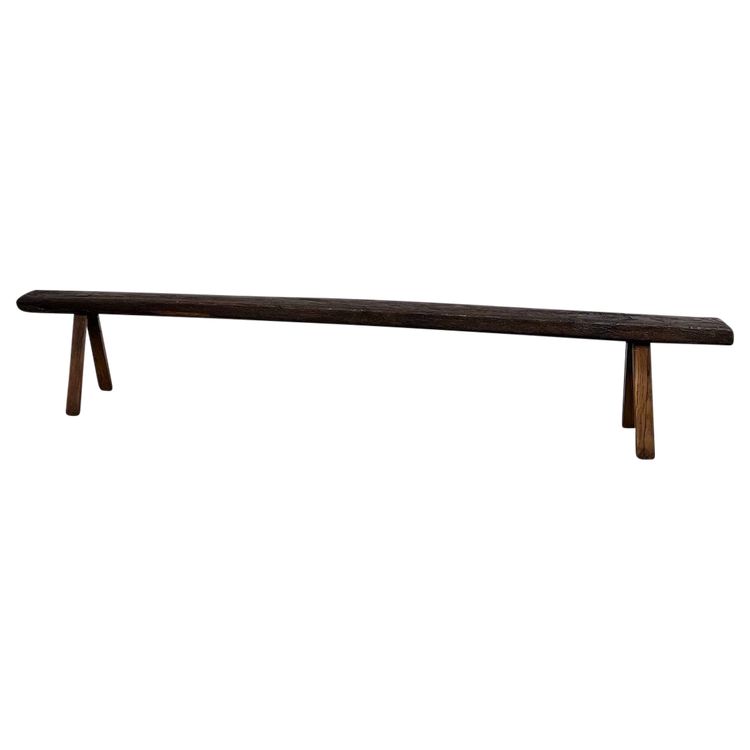 Large Brutalist farm bench in solid oak from the 19th century