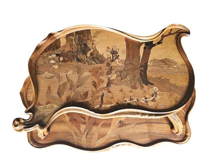 Tavolo da tè Emile Gallé Art Nouveau "Paysage Lacustre Aux Iris