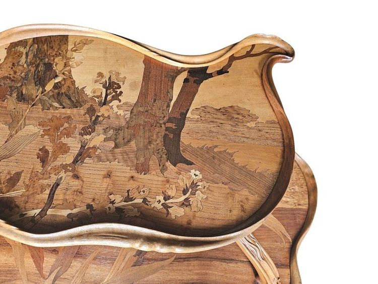 Tavolo da tè Emile Gallé Art Nouveau "Paysage Lacustre Aux Iris