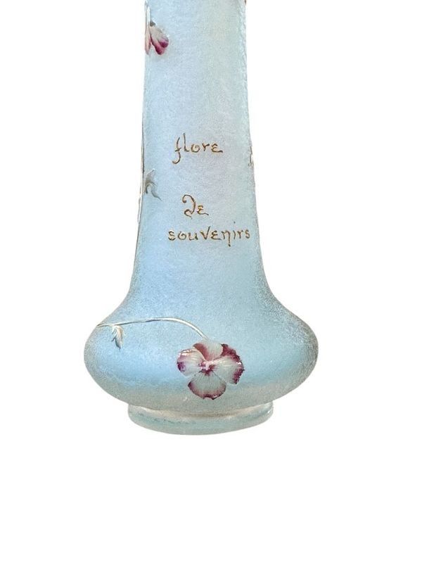 Vaso Daum Nancy Parlant Art Nouveau "Aux Pensées