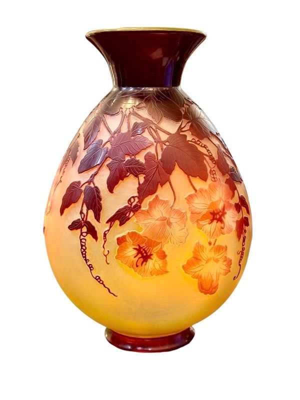 Vaso Art Nouveau "Cobées Rouges" di Emile Gallé