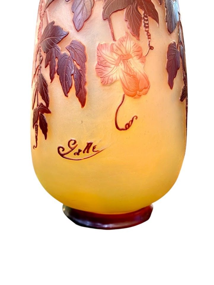 Vaso Art Nouveau "Cobées Rouges" di Emile Gallé