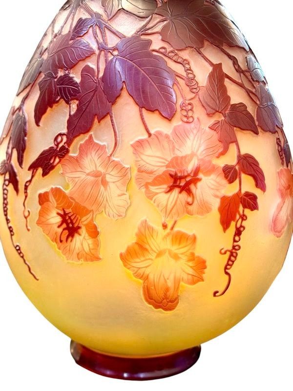 Vaso Art Nouveau "Cobées Rouges" di Emile Gallé