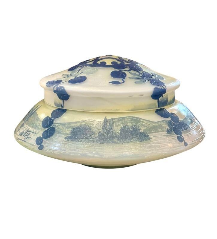 Devez Bonbonnière Art Nouveau "Paysage Marin Aux Bateaux