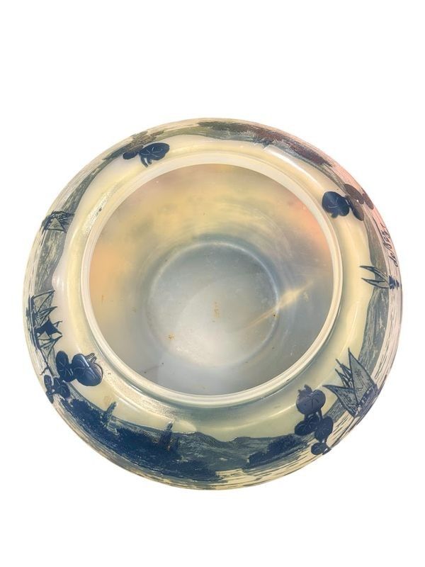Devez Bonbonnière Art Nouveau "Paysage Marin Aux Bateaux