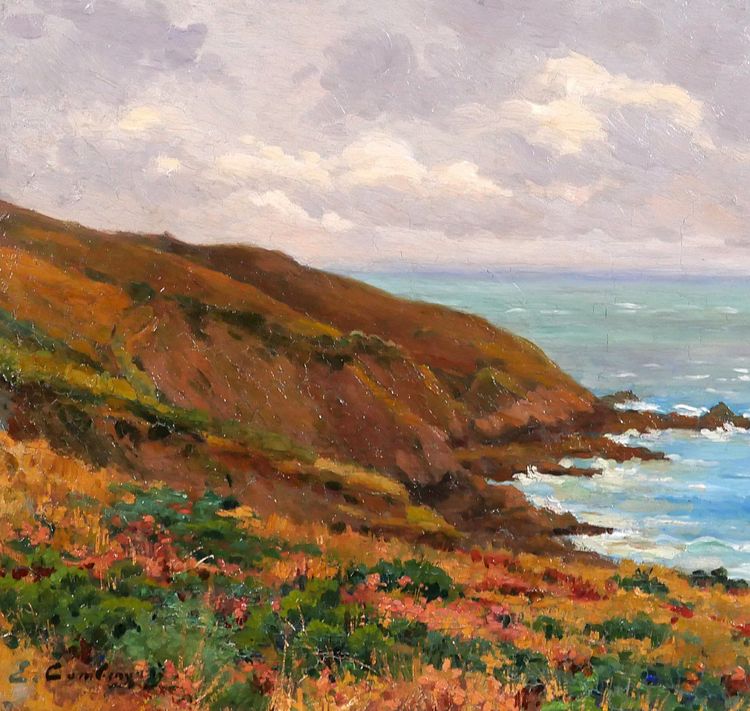 Emile CAMBIAGGIO 1857-1930 Bretagna, Binic, paesaggio, pittura, 1909, impressionismo Paimpol