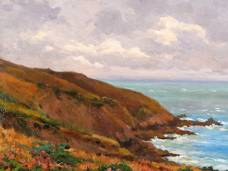 Emile CAMBIAGGIO 1857-1930 Bretagna, Binic, paesaggio, pittura, 1909, impressionismo Paimpol