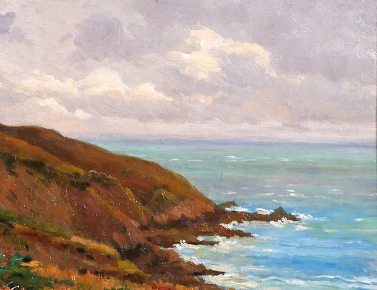 Emile CAMBIAGGIO 1857-1930 Bretagna, Binic, paesaggio, pittura, 1909, impressionismo Paimpol