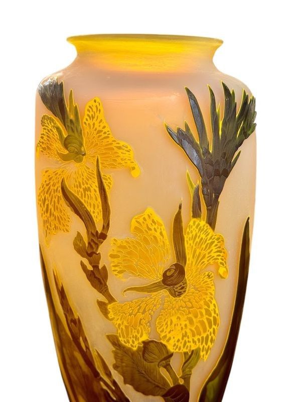 Emile Gallé Important Vase Art Nouveau "Aux Cannas"